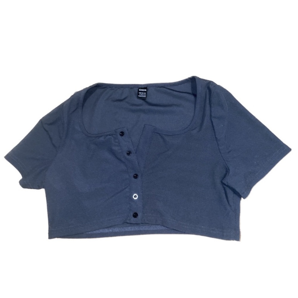 Sexy shien mod shirt, gray/ navy blue, crop top, size Medium 🤍